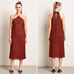NWT Babaton 1-01 Halter Embroidered Mesh Midi Dress XXS Cocktail Date Party